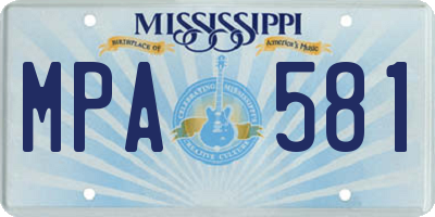 MS license plate MPA581