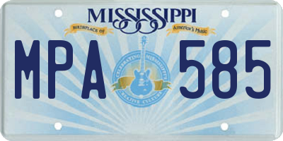 MS license plate MPA585