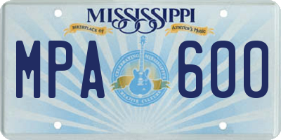 MS license plate MPA600