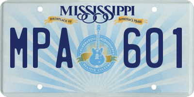 MS license plate MPA601