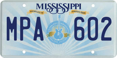 MS license plate MPA602