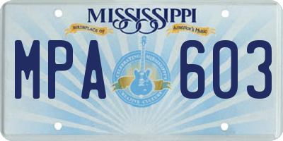 MS license plate MPA603