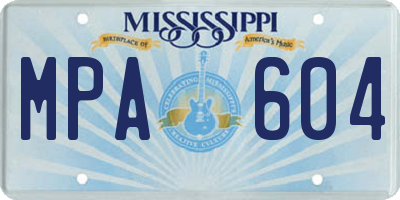 MS license plate MPA604
