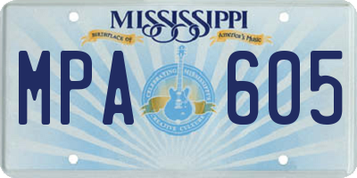 MS license plate MPA605