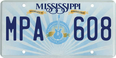 MS license plate MPA608
