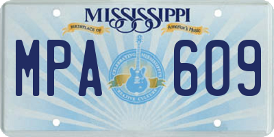 MS license plate MPA609