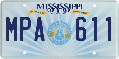 MS license plate MPA611