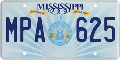 MS license plate MPA625