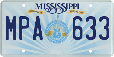 MS license plate MPA633