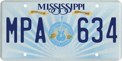 MS license plate MPA634