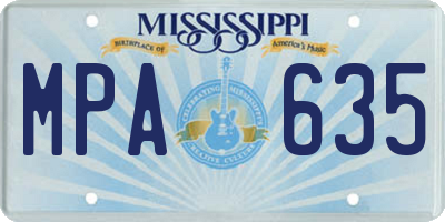 MS license plate MPA635