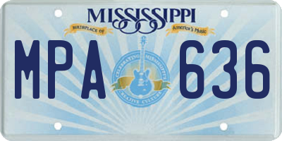 MS license plate MPA636