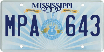 MS license plate MPA643