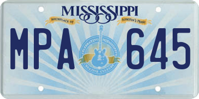 MS license plate MPA645