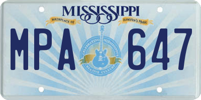 MS license plate MPA647