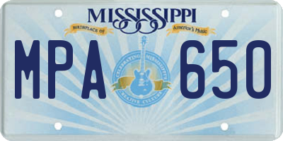 MS license plate MPA650