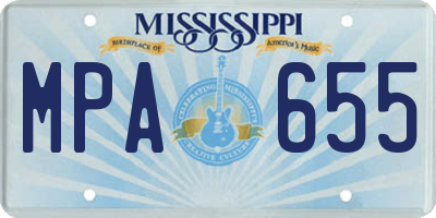 MS license plate MPA655