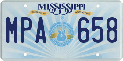 MS license plate MPA658