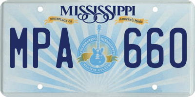MS license plate MPA660