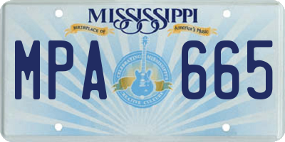 MS license plate MPA665