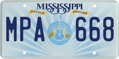 MS license plate MPA668
