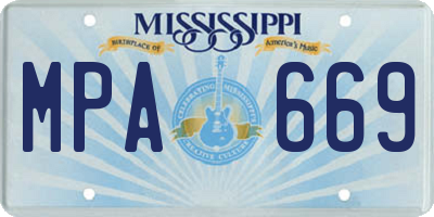 MS license plate MPA669