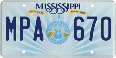MS license plate MPA670