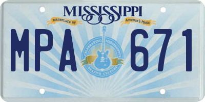 MS license plate MPA671