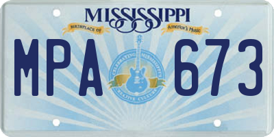 MS license plate MPA673