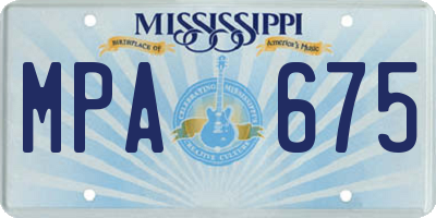 MS license plate MPA675