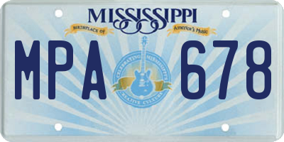 MS license plate MPA678