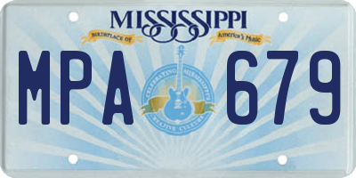 MS license plate MPA679