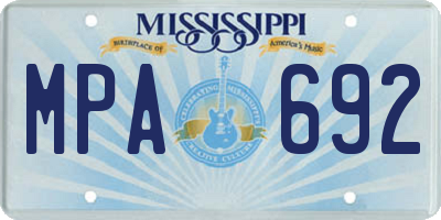 MS license plate MPA692