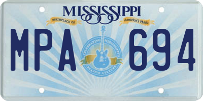 MS license plate MPA694
