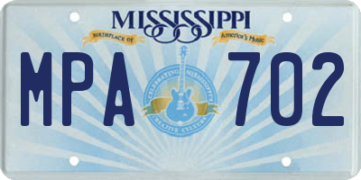 MS license plate MPA702