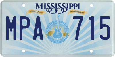 MS license plate MPA715