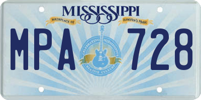 MS license plate MPA728
