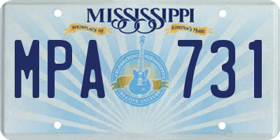 MS license plate MPA731