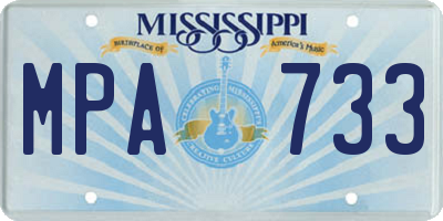 MS license plate MPA733