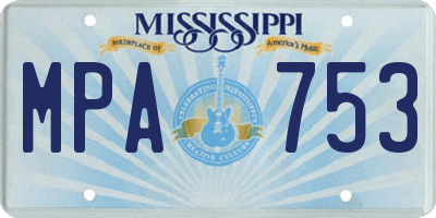 MS license plate MPA753