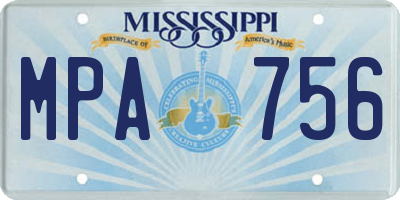 MS license plate MPA756