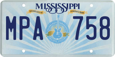 MS license plate MPA758