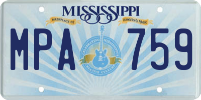 MS license plate MPA759