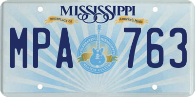 MS license plate MPA763