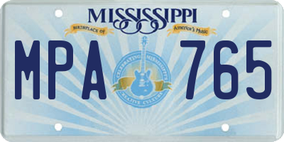 MS license plate MPA765