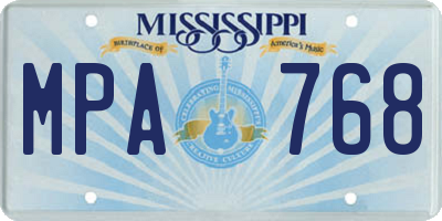MS license plate MPA768
