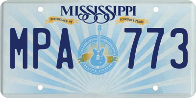 MS license plate MPA773