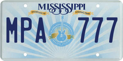 MS license plate MPA777