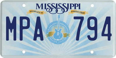 MS license plate MPA794