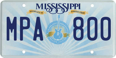 MS license plate MPA800